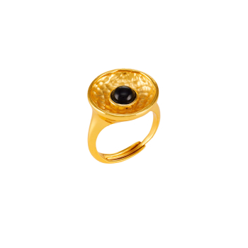 Ring aus Messing vergoldet, schwarzer Onyx